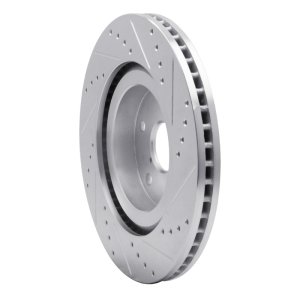 Subaru Forester Brake Rotor (1) - Front Left - R1 Concepts - Drilled & Slotted - Silver - `19-`24